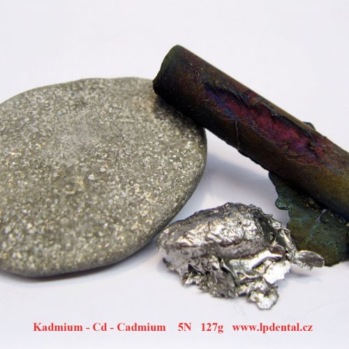 Kadmium - Cd - Cadmium metal pelet etched sufrace/Rod with oxid sufrace/Metal piece-glossy sufrace