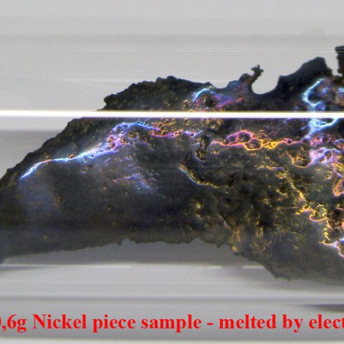 Nikl - Ni - Niccolum 3N5 10,6g Nickel piece sample - melted by electromagnetic inductioncolor.jpg