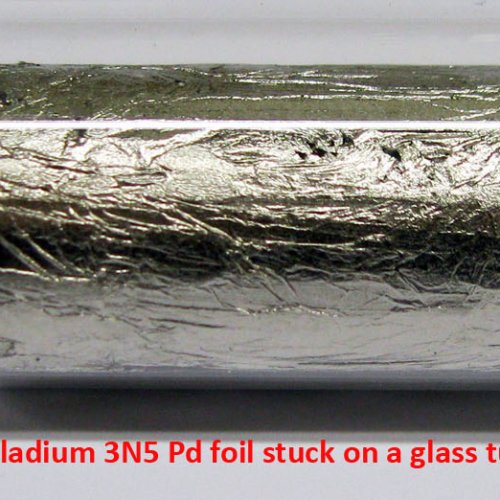 Palladium - Pd - Palladium 3N5 Pd foil stuck on a glass tube. 3.jpg