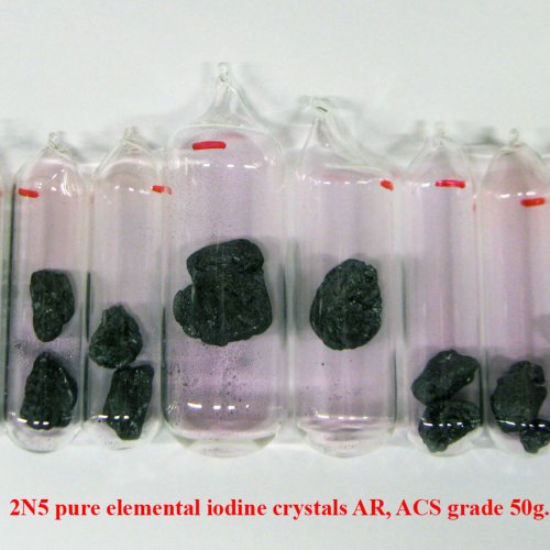 Jod - I - Iodum  2N5 pure elemental iodine crystals AR, ACS grade 50g..jpg