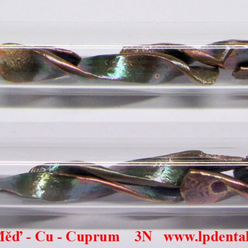 Měď - Cu - Cuprum Copper machined pieces. Sample-colored sufrace.