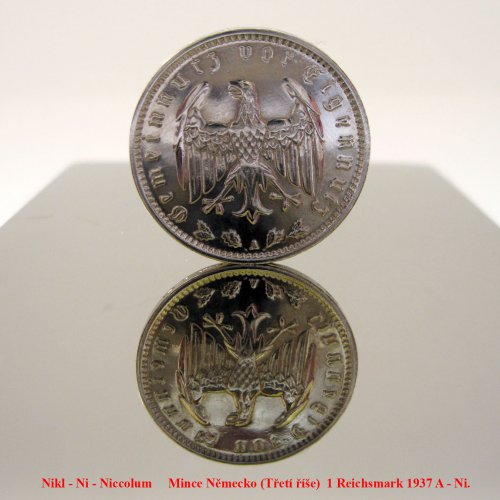 Nikl - Ni - Niccolum     Mince Německo (Třetí říše)  1 Reichsmark 1937 A - Ni...jpg