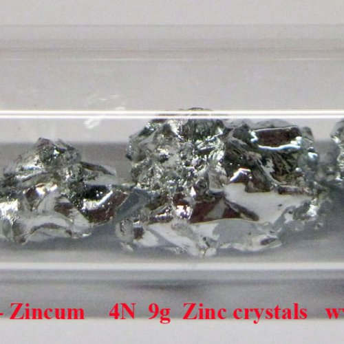 Zinek - Zn - Zincum    4N  9g   Zinc crystals. Sample -very glossy sufrace.