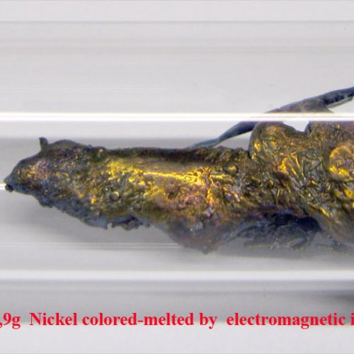 Nikl - Ni - Niccolum  3N5   2,9g  Nickel sample colored-melted by  electromagnetic induction. 1.jpg