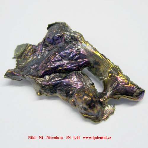 Nikl - Ni - Niccolum Nickel piece sample - melted by electromagnetic induction/colored sufrace