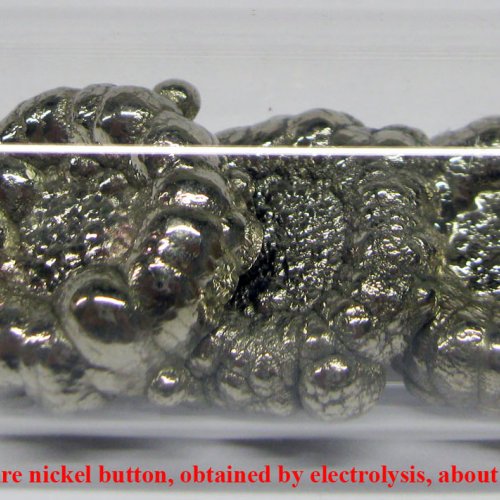 Nikl - Ni - Niccolum. 3N Pure nickel button, obtained by electrolysis, about 50 grams.jpg
