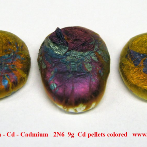 Kadmium - Cd - Cadmium 2N6 9g Cd pellets colored.png