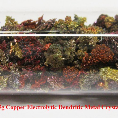 Měď - Cu - Cuprum 3N5 15g Copper Electrolytic Dendritic Metal Crystals Colored.jpg