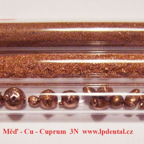Měď - Cu -Cuprum. Copper Metal Powder-Chips-Pellets