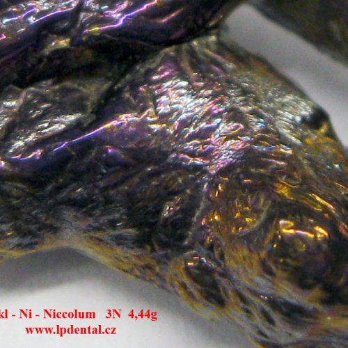 Nikl - Ni - Niccolum  Nickel piece sample - melted by electromagnetic induction/colored sufrace