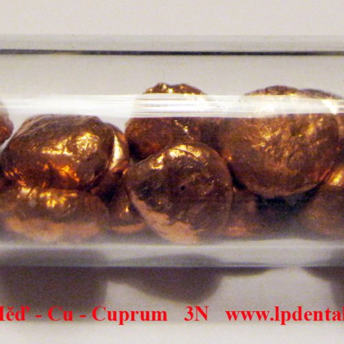 Měď - Cu - Cuprum  Copper melted pellets with oxide-free sufrace.