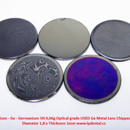 Germanium - Ge - Germanium 5N 6,66g Optical grade USED Ge Metal Lens Chipped Discs Diameter 1,8 x Th